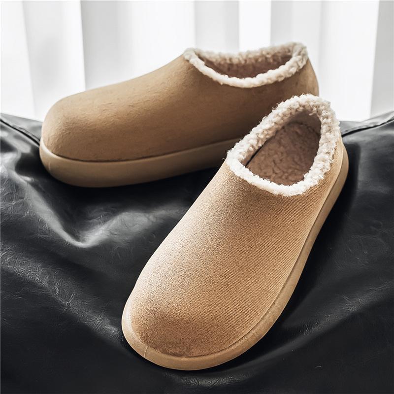 

Winter new thick-soled velvet warm retro height increase lazy non-slip slippers Boken shoes bag head cotton mop 39 коричневый