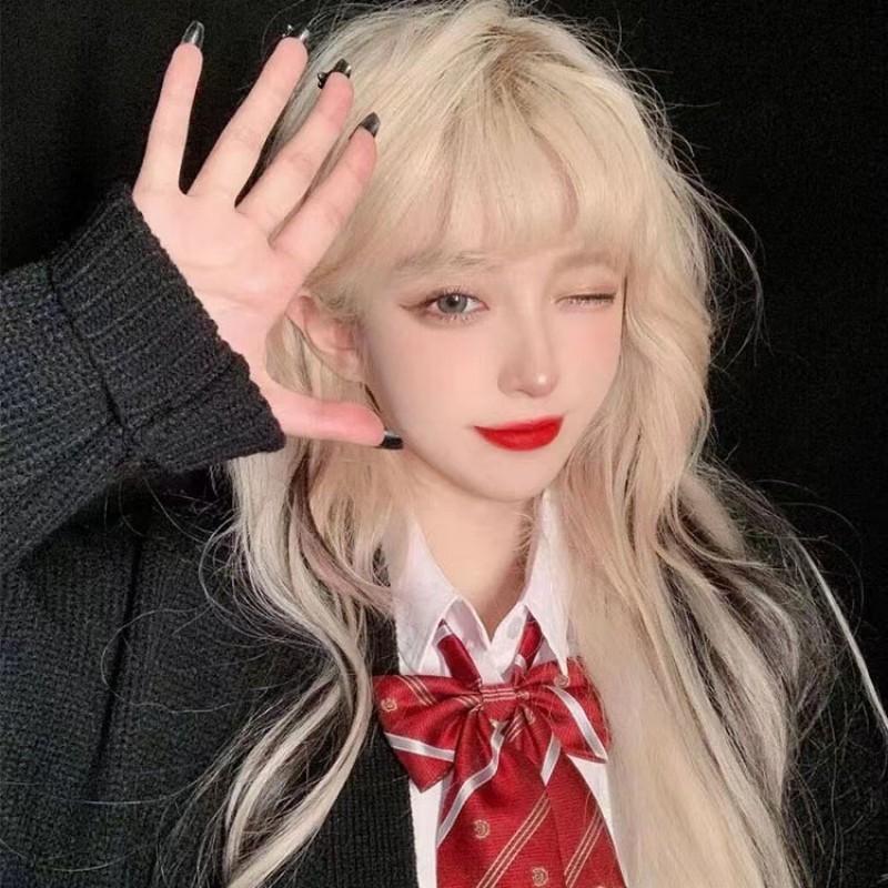 Japan South Korea Fashionable Natural Realistic High-temperature Silk Chemical Fiber Full Head Wig