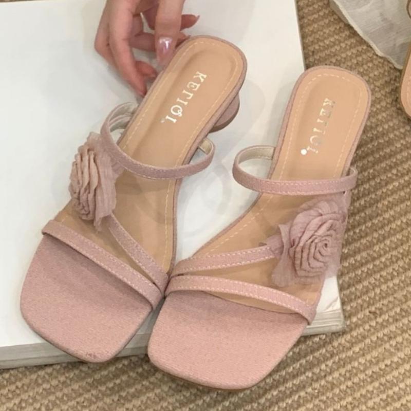 Fashion Elegant Bow Design Brand Slippers Women Fashion Square Toe Narrow Band Slide Sandals Sexy Open Toe Beach Sandals Sandalias Mujer