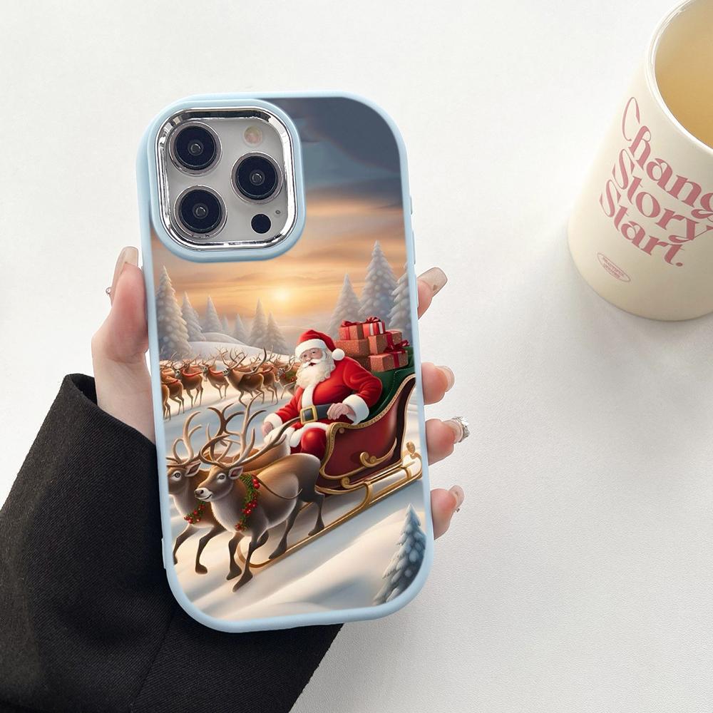 N103 Capodanno Buon Natale desig art Custodie Morbide per Telefono per Samsung S24 S23 Plus A15 A35 A54 Infinix Hot40i Bordo Placcato Protezione Fotocamera Cover Posteriore