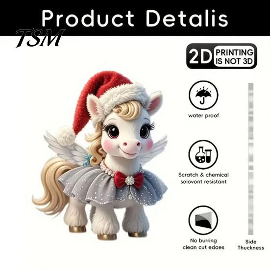 Fade-resistant Christmas Decorations Pony Ornament 2D Acrylic Hanging Decor for Car White Horse Design And Tree Cute Holiday Gift Kids Ornaments