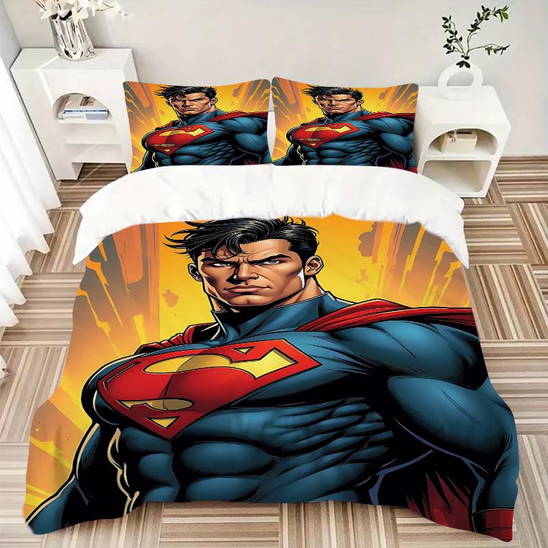 3pcs Superman Cover Set,Soft Comfortable Duvet Cover,Guest Room (1*Duvet Cover + 2*Pillowcases, Without Core) Yy251024103
