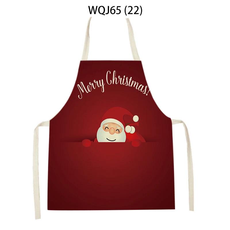 Christmas Apron Snowflake Tree Kitchen Apron Santa Claus Elk Snowman Print Aprons Dinner Party Cooking Apron Baking Accessories
