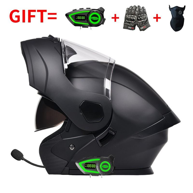 Bluetooth-Enabled Full Face Motorcycle Helmet With Dual Visors DOT 3C Certified All-Season Flip-Up Design Men Women