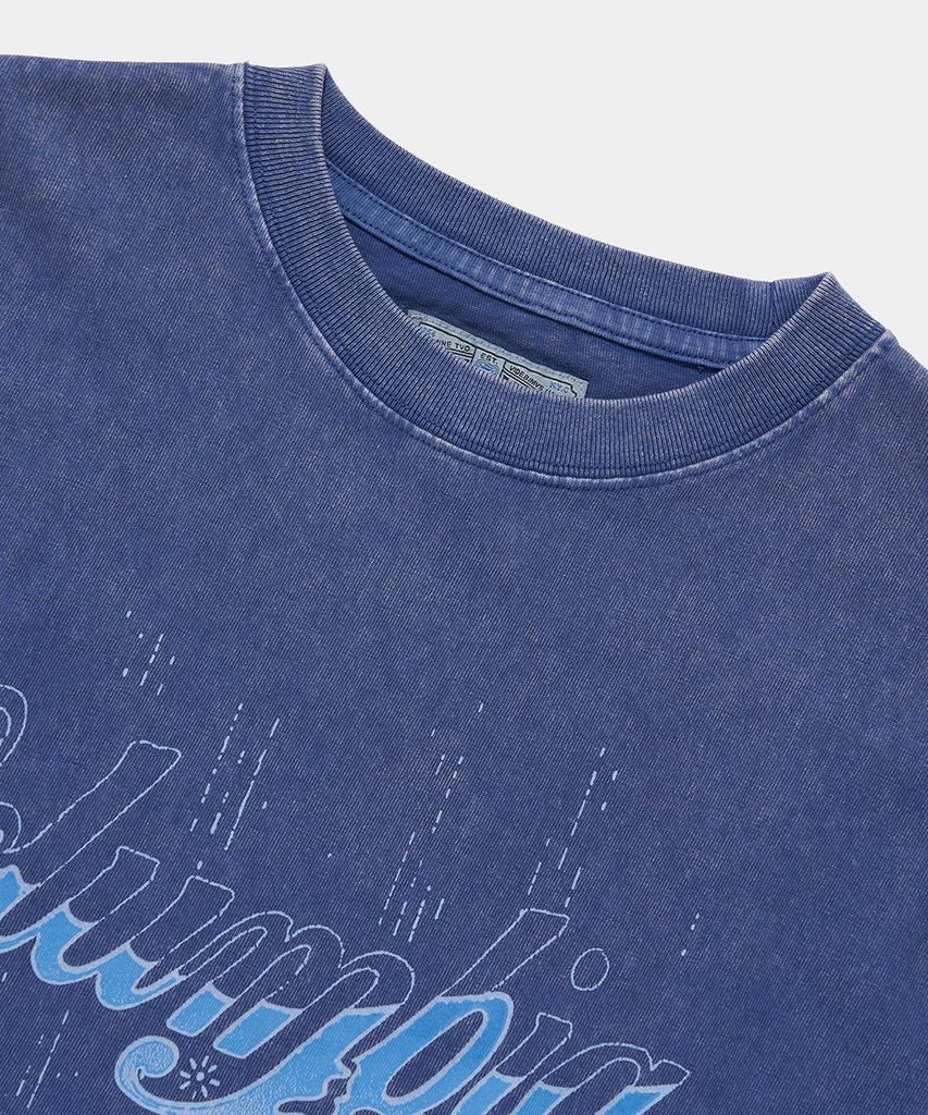 COLUMBIA UNIVERSITY Cu Burn Salt Washed Women Over-Fit S/S T-Shirts_Blue