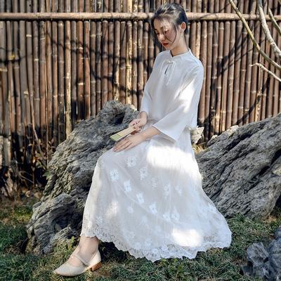 Gonne da Donna Vintage Ricamo Floreale Patchwork Vita Alta Primavera Tinta Unita Gonne A-Line da Donna