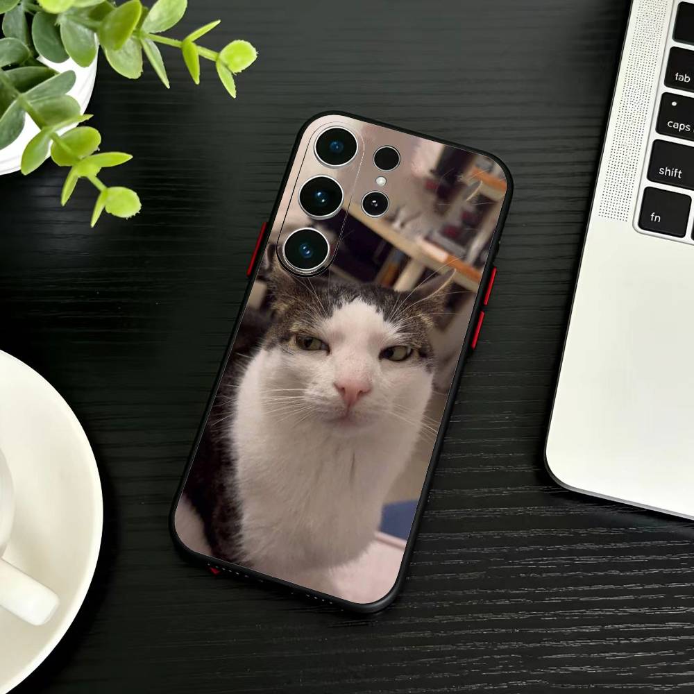 Funny Cute Cat  Phone Case For Samsung S26,S25,S24,S23,S22,S30,S21,Ultra,Plus,FE 5G Black Soft Cover