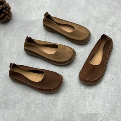 GKTINOO Handmade Genuine Leather Flat Shoes 2025 New Loafers Round Toe Soft Sole Simple Women's Slip-on Shoes