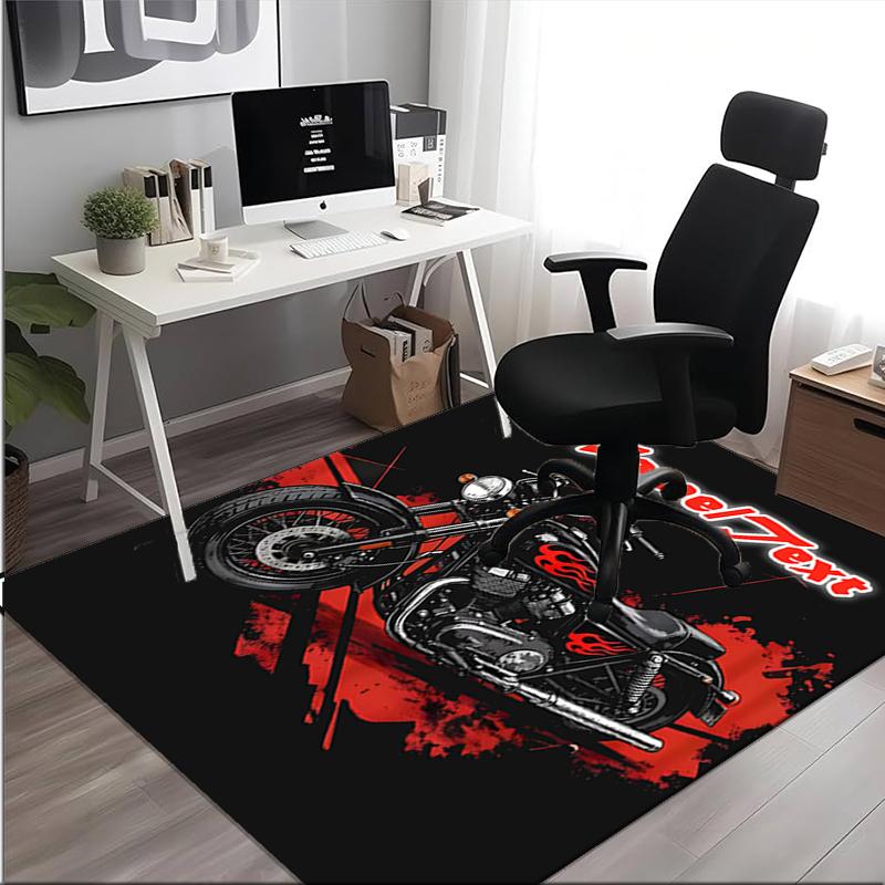 1PC Custom Name Retro Motorcycle Artwork Theme Floor Mat Ideal for Living Room, Game Rooms, Office, Bedroom,Floor Mat Playful Design