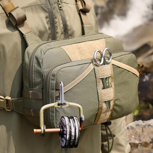 [VOTAGOO GEAR] Fishing Vest Fishing Bag Fishing Vest Multifunctional Chest Pack (JP, Alphabet, Free Size, GREEN)