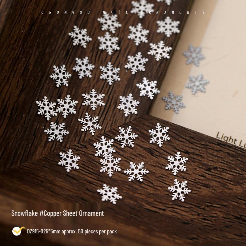 Gold & Silver Snowflake Nail Art Decorations, Winter Christmas Ice Flower Alloy DIY Pack