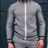Costum Casual de Toamnă Subțire Tian Jinfu pentru Bărbați, cu Fermoar, Palton, Pantaloni, Set din Două Piese cu Imprimeu 3D