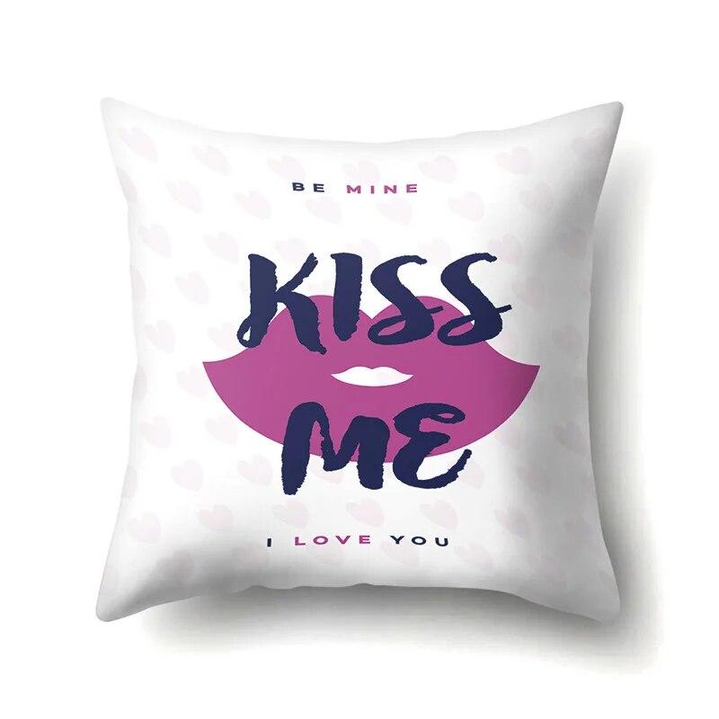 Valentine's Day Letter Love Pattern Printed Pillow Cover Sofa