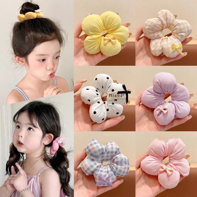 Sweet Floral Sponge Hair Scrunchies Cute Floral Hairbands Children Girls Cute Kawaii Ponytail Holder Hair Styling Accessories