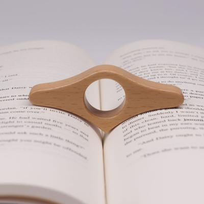 Wooden Thumb Book Holder Ergonomic One-Handed Page Clip for Reading Solid Wood Finger Ring Portable Desktop Reading Gadget Unique Gift for Book Lovers