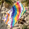 Rainbow wave line design polyester microfiber beach towel is highly absorbent, suitable for swimming and beach outings