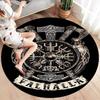 Viking Raven Round Area Rug,Carpet Rug for Living Room Bedroom Sofa Playroom Decor,Non-slip Floor Mat