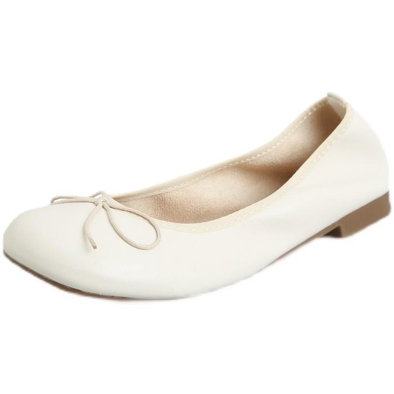 Women Flats Square Head Bow-knot Ballet Flats for Women Solid Color Soft Sole Slip-on Comfortable Shoes New Women's Flats 2024
