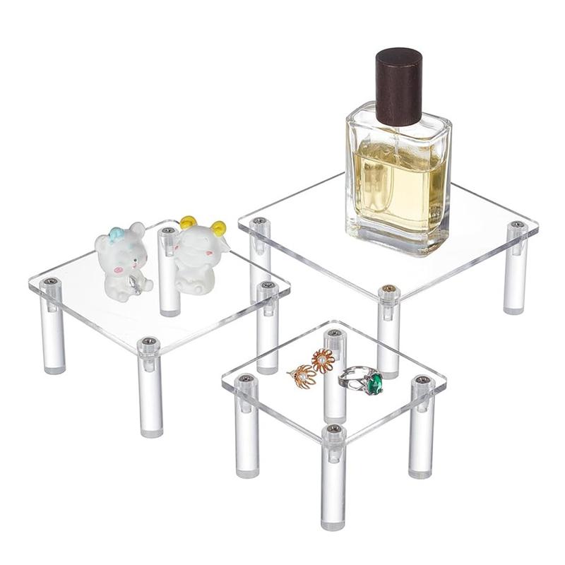 Home 3Pcs Square Acrylic Storage Rack Handmade Toy Doll Display Base Cosmetics Wallet Jewelry Display Rack