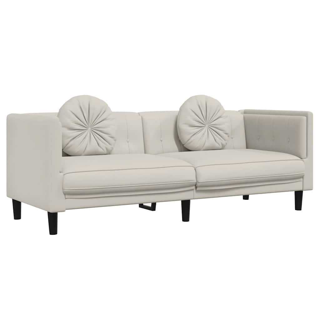 3 Piece Sofa Set with Cushions Cream Velvet