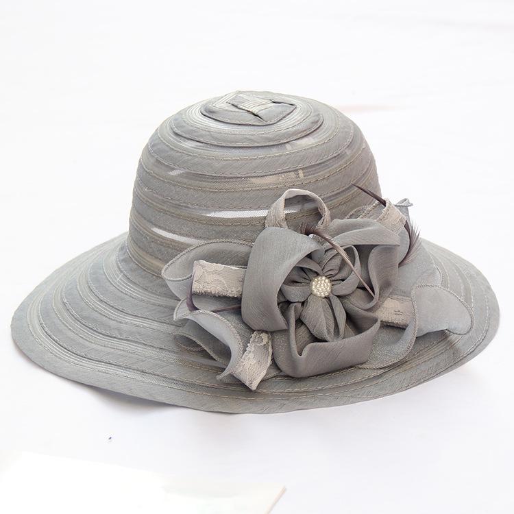 Fashion Top Hat Women'S Lace Flower Shade Mesh Hat Summer Folding Beach Hat Outdoor Sun Hat