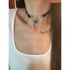 Y2K Spicy Sweet Heart & Cat Paw Pendant Leather Choker Chain Necklace for Women