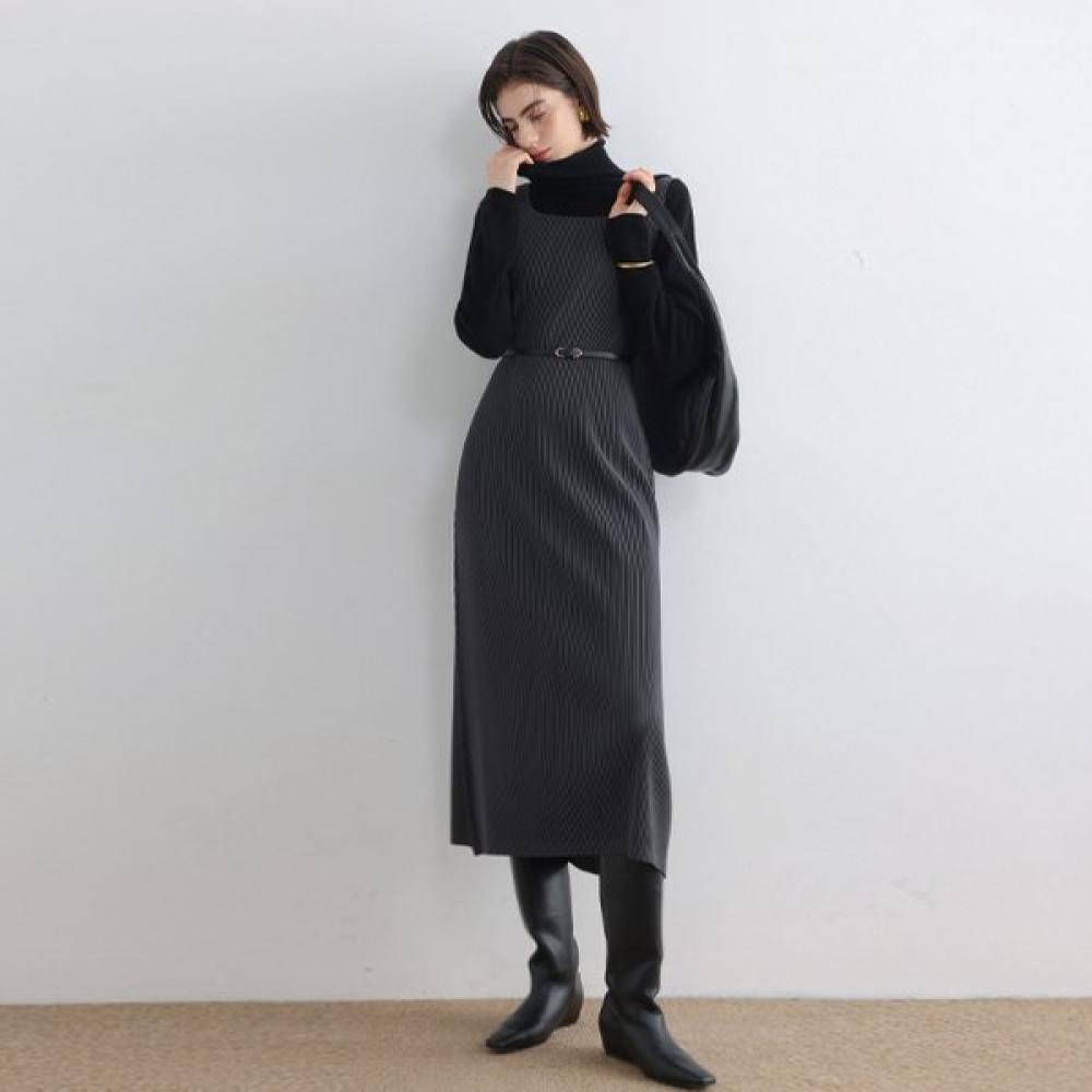 

Solid Pleated Sleeveless Dress Pleats Mood FREE/CHARCOAL
