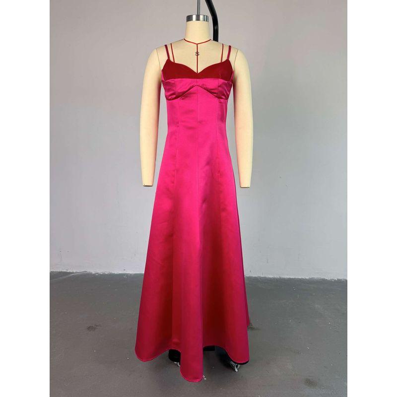 

European and American Women s New Fashion Elegant and Stylish V-Neck African-Style Dress Long Dress Sexy Dress Red S