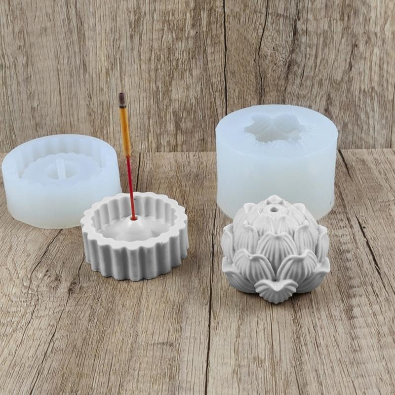 2Pcs Incense Holder Mold Lotus Incense Stick Base Silicone Mold Incense Holder Tray Epoxy Resin Mold Home Decorations