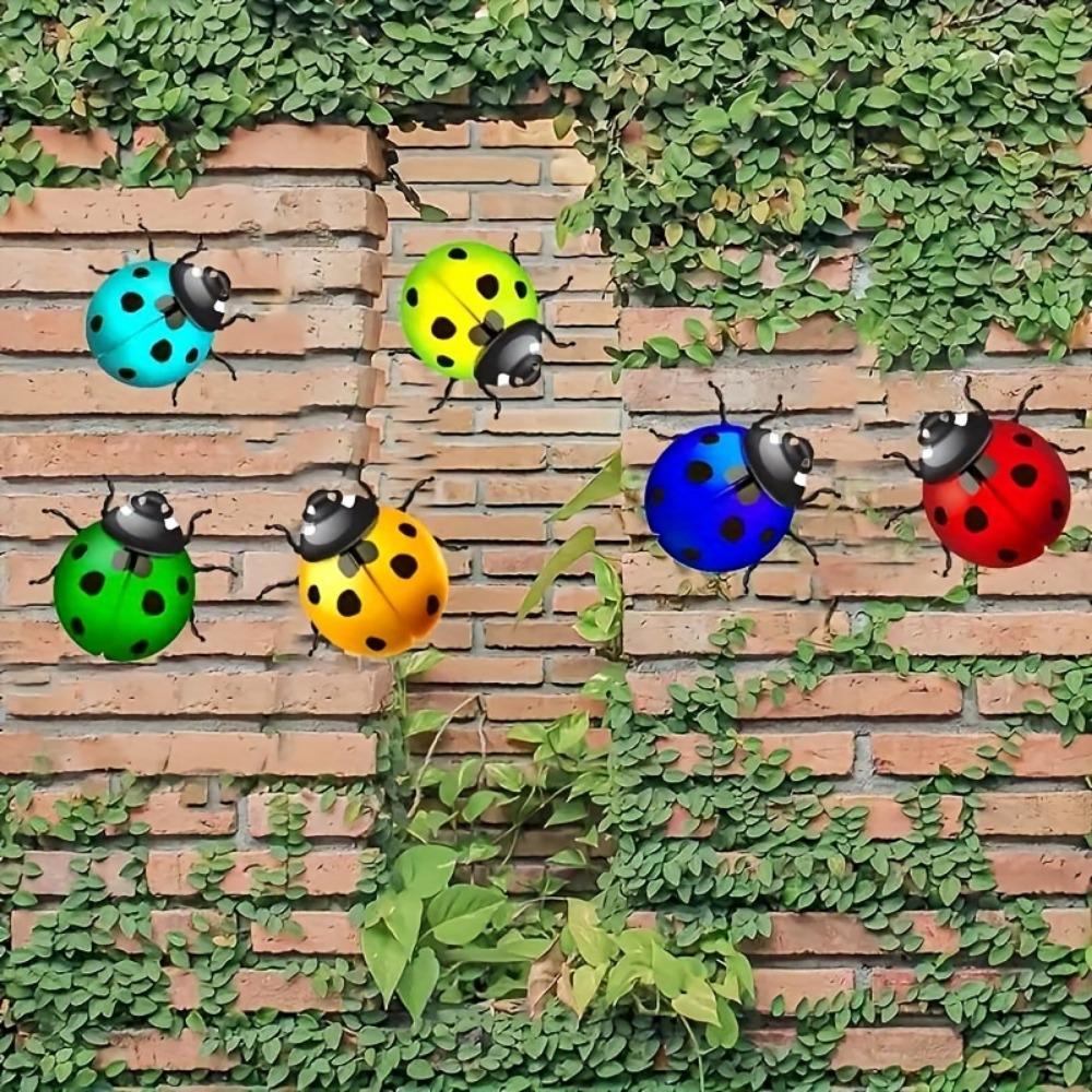 1pc, Metal Ladybug Colorful Garden Decoration Yard Crafts Living Room Kindergarten Decoration Insect Outdoor Crafts, Scene Decor,  Home Decor.
