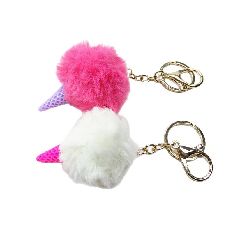 Adorable Ice Cream Cone Keychain Plush Pendant - Creative Cartoon Gift