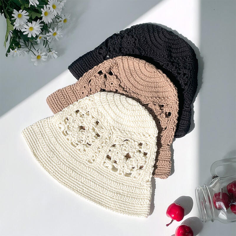 

Women s beach look handmade sesame bucket hat C6955_Ivory