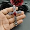 2pcs 80*52mm Goth Large Crystal Cross Connector Charm Punk Cross Crystal Pendant Jewelry DIY Handmade Making Accessories