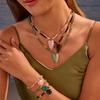 NIMAI 18K PVD Gold Stainless Steel Beaded Jewelry Set Natural Stone Heart Pendant Necklace Bracelet Set Women Factory