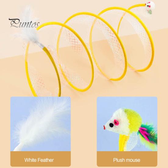 Soft with Feather Interactive Toy Foldable Tunnel Kitten Tunnel Teaser Cat Channel Tube Pet Toy