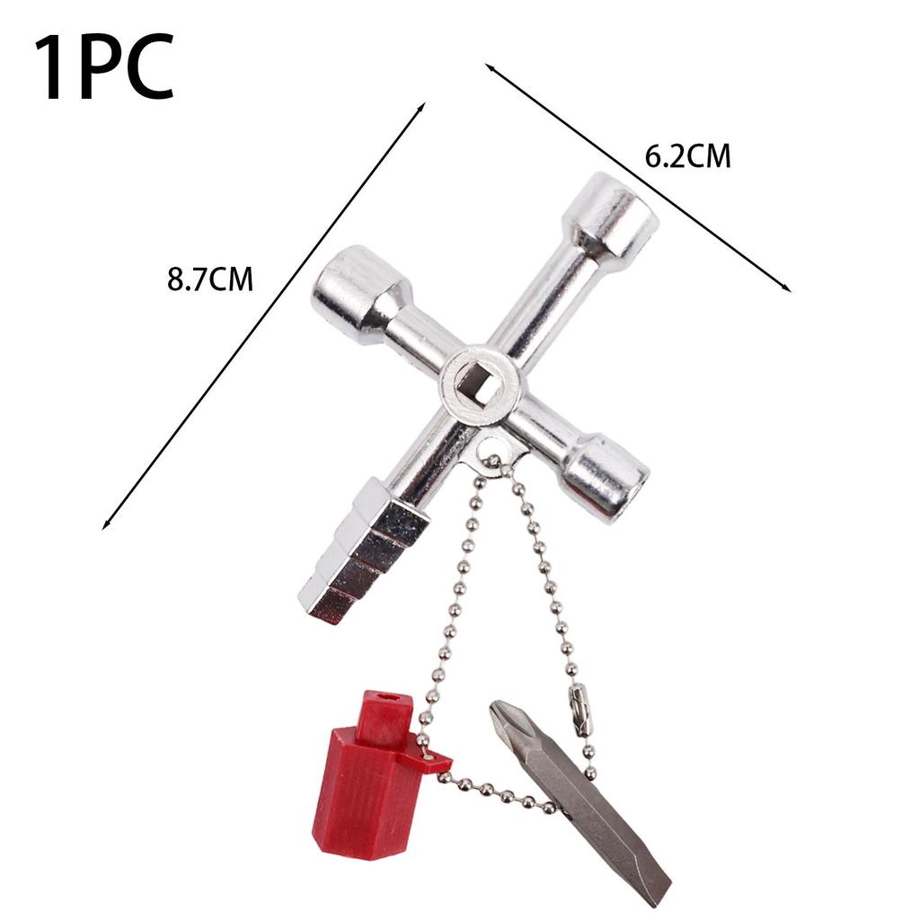 4in1 Silver Key Wrench Electrical Elevator Control Cabinet Valve Multi Purpose Zinc Alloy Triangular Wrench Portable Hand Tools