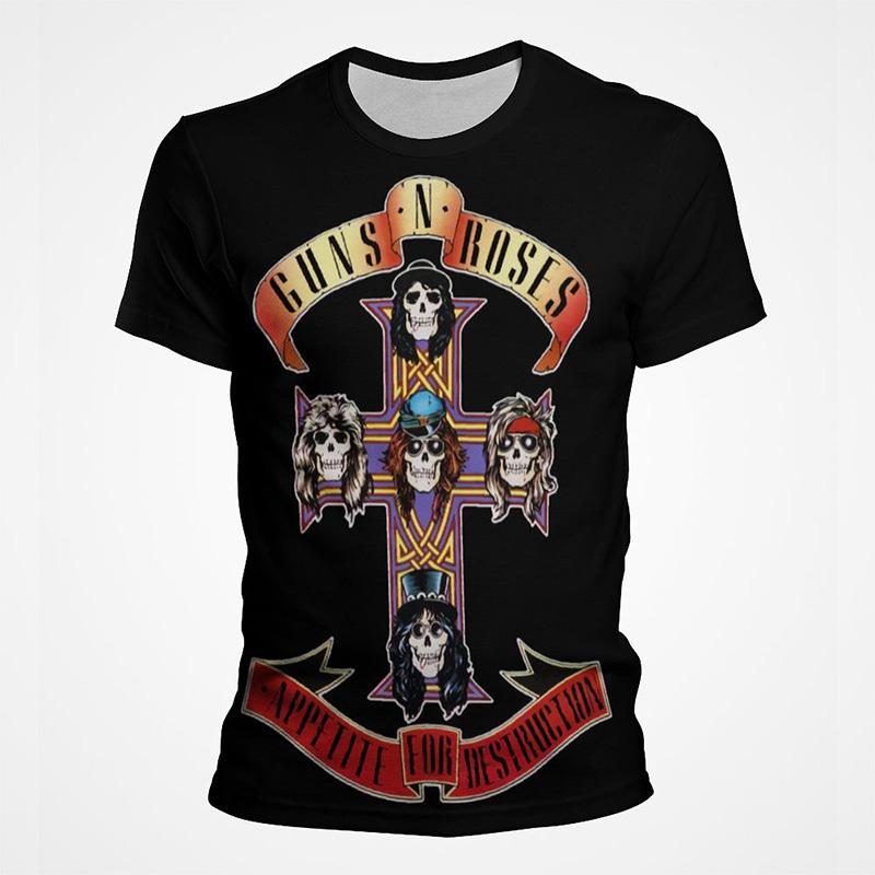 Tričko Guns N Roses Lebka Muži Ženy Hip Hop Punk Hard Rock Trička Streetwear Léto Populární Vintage Ležérní Trička s krátkým rukávem