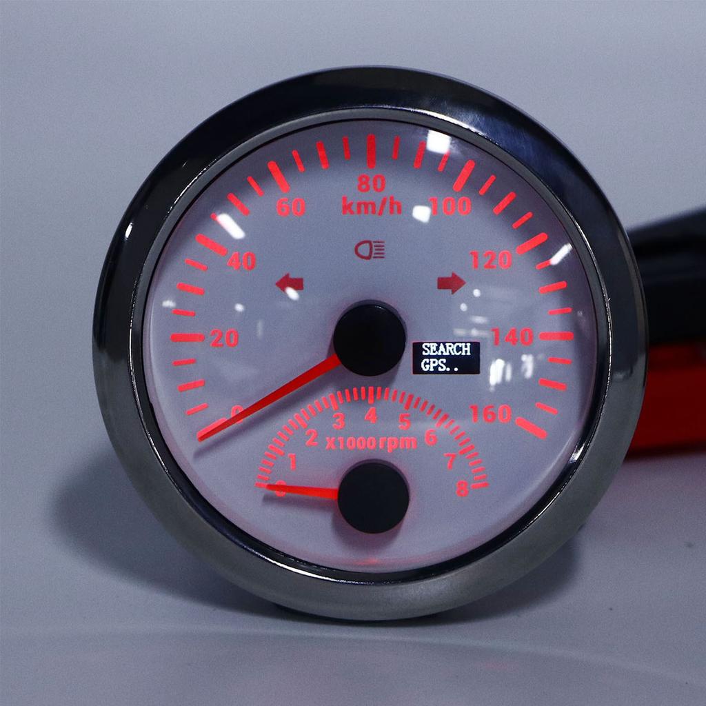 85mm 160km/h GPS meter 08000rpm Tachometer Gauge LCD Red Backlight for Car Boat Yacht RV Truck