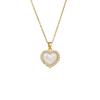Romantic Iridescent Heart Pendant Necklace - Gold Plated Stainless Steel Zircon Halo Collarbone Chain for Women