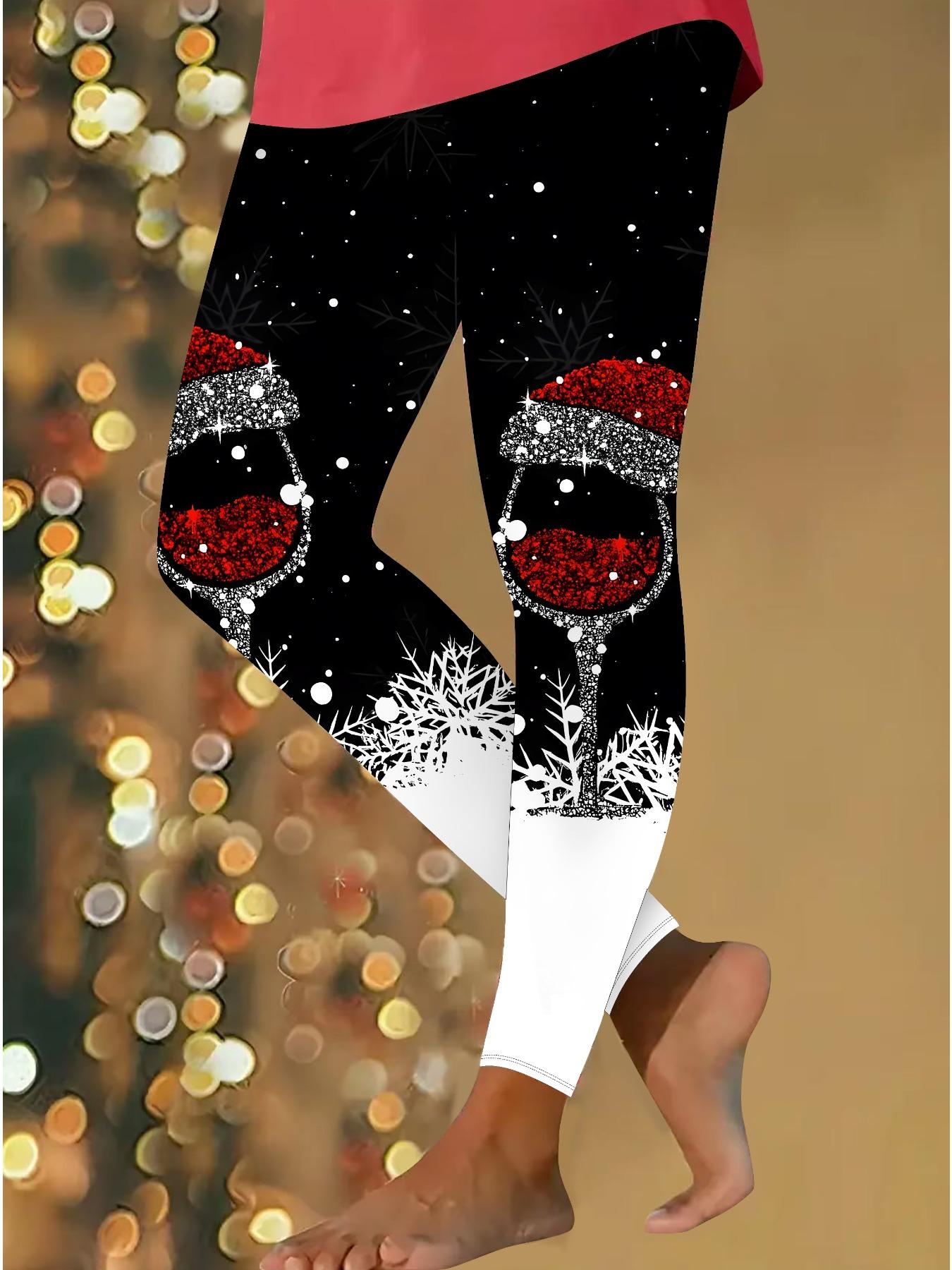 

Женские рождественские леггинсы для йоги с эластичными принтами, фитнес, бег, спортзал, активные штаны XXL красный