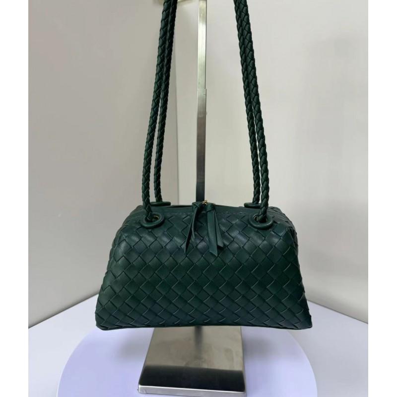 Woven PU Pillow Bag Women Small Structured Shoulder With Zip Crossbody Or Underarm Style