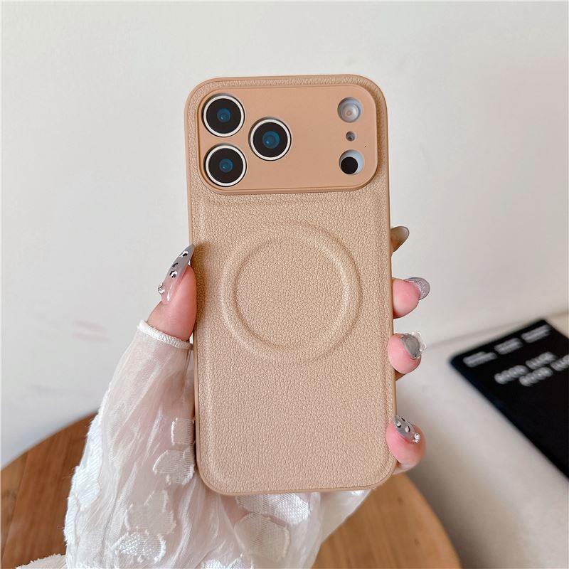 Lychee Pattern Magnetic iPhone 16/17 Pro Max Protective Case iPhone 12 Pro Max пустынный/золотой
