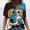 Summer Abstract Art Face 3D Print T-shirts Women Fashion Streetwear Short Sleeve V-Neck T Shirt Harajuku Tees Tops Clothing