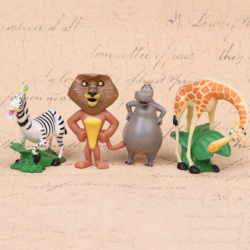 4pcs Madagascar Movie Action Figures Cake Toppers Animal Penguin Kids Toys Gift