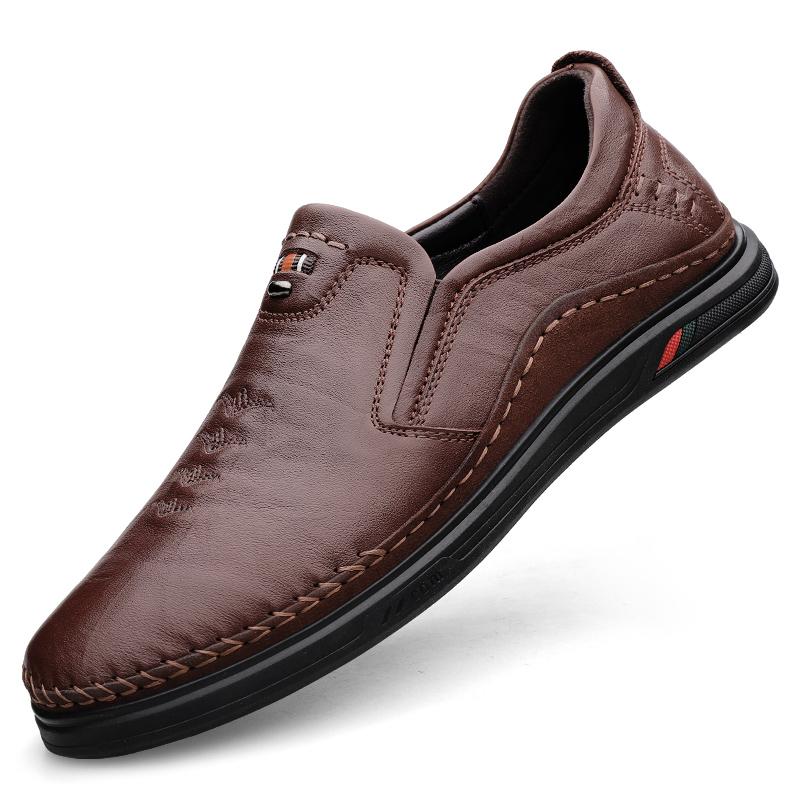 Fashion Men's Genuine Leather Dress Shoes All-match Male Business Shoes All-match Male Casual Loafers Comfortable Man Walking Footwear