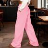 Women's Wide,leg Loose Sweatpants with Elastic High Waist, Versatile, Casual, Pockets, and Split Hem Long Pants