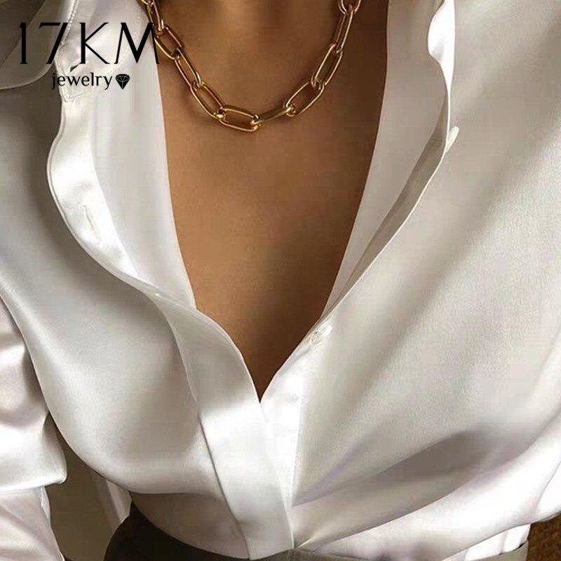 17KM Gold Chain Choker Necklace Women Men Hip Hop Statement Necklaces Big Chunky Thick Chain Cuban Necklace Jewelry