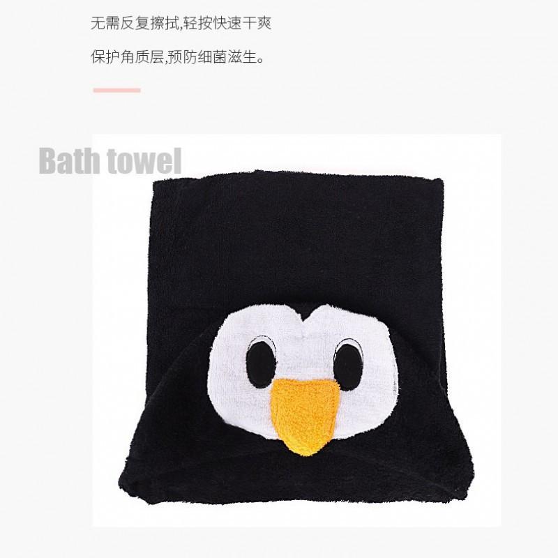 

Children s Cute Cartoon Hooded Bath Towel Baby Quick-dry Cape Cotton 60x125cm чорний