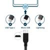 Micro Cable 5M To Micro Cable 480Mbps Data Transfer Cable Fast Charging Cable Double Shielded Black USB-A High-Speed Male-to-Male 2.4A
