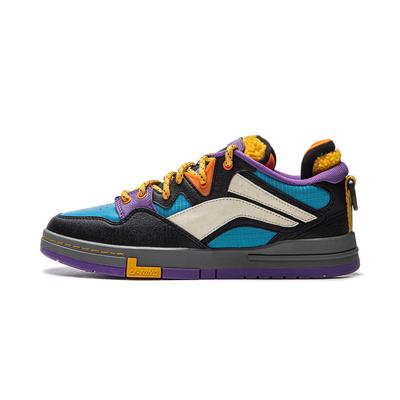 Li Ning Wave PRO Résistantes au Glissement Résistantes à l'Abrasion Basse Top Chaussures de Skateboard Hommes Noir Bleu Blanc AECU031-3